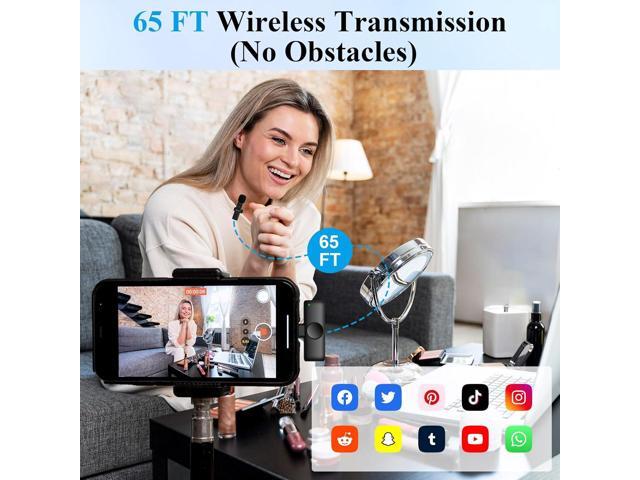 2 Pack Type C Mini Wireless Lavalier Microphone for iPhone 15 & Android Devices, Crystal Clear Sound Quality with Noise Reduction Lapel Microphone...