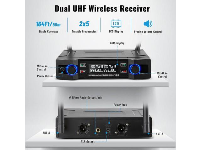 Wireless Microphone for Handheld Wireless Mic System Professional Cordless Microphone for Singing Meeting Church Wedding Party