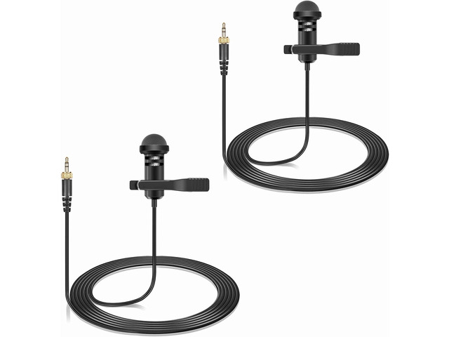2-Pack Lavalier Lapel Microphone for Sennheiser Wireless Transmitter, 3.5mm Omnidirectional Condenser Mic with Screw Lock for YouTube, Lectures,...