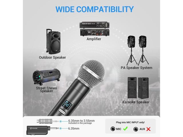 FDUCE W30 Wireless Microphone,UHF Dynamic Handheld Microphone,Rechargeable Receiver with Volume Adjustment Button,for,Singing,Family Party(200ft)