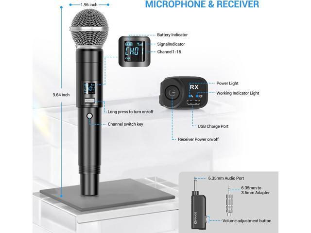 FDUCE W30 Wireless Microphone,UHF Dynamic Handheld Microphone,Rechargeable Receiver with Volume Adjustment Button,for,Singing,Family Party(200ft)