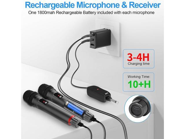 Aveek Wireless Microphone for Karaoke, Professional Handheld Microphone for Singing with Rechargeable Receiver, Cordless Karaoke Mic for Speaker,...