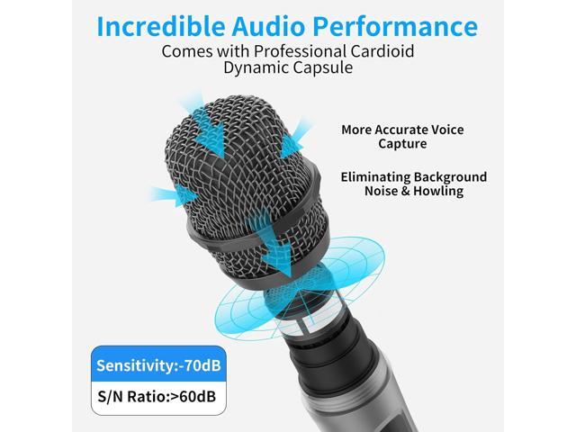 Aveek Wireless Microphone for Karaoke, Professional Handheld Microphone for Singing with Rechargeable Receiver, Cordless Karaoke Mic for Speaker,...