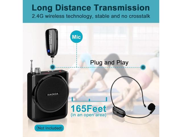 XIAOKOA 2.4G Wireless Microphone Headset, 50m Stable Transmission, Dual Micro USB Charging, Compatible with PA Systems