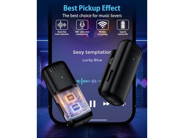 2Pcs Mini Wireless Microphone USB C Lavalier Mic for iPhone 15 Series, Lapel Type C Microfono Para Android Phone with Charging Case 48H Lav Mics...