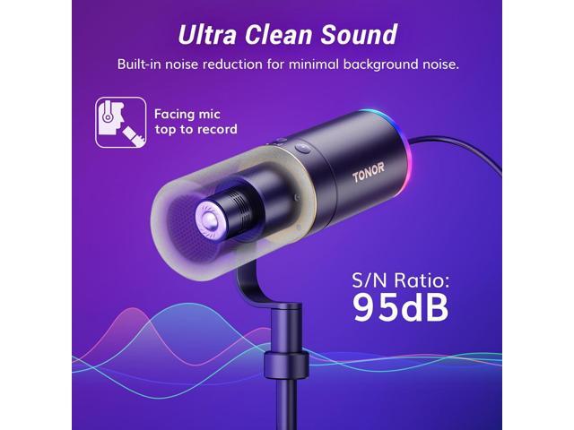 TONOR XLR/USB Gaming Mic, Dynamic Microphone for Podcast Recording Streaming with RGB Light, Mute Button, Headphones Jack, Monitoring, Desktop...