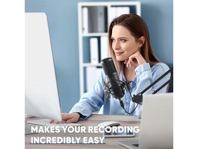 USB Microphone, Professional 192kHz/24Bit Plug & Play PC Computer Condenser Cardioid Mic Kit with Sound Advanced Chipset, for Streaming, Podcast,...
