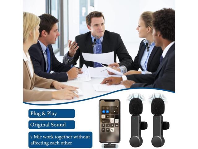 2Pcs Wireless Microphone for iPhone iPad, Plug-Play Wireless Lavalier Microphone for Video Recording, TikTok, YouTube, Vloggers, Auto-Sync Noise...