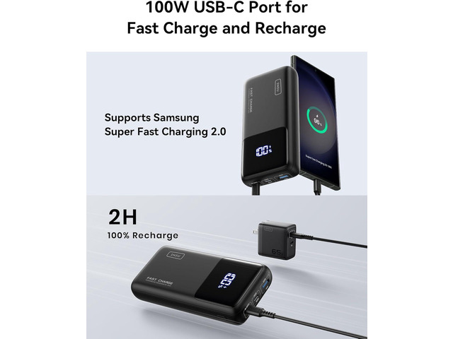 INIU Power Bank, 25000mAh 100W USB C Laptop Portable Charger, PD QC Fast Charging 3-Output Battery Pack, Travel Charger for Laptop MacBook iPad...