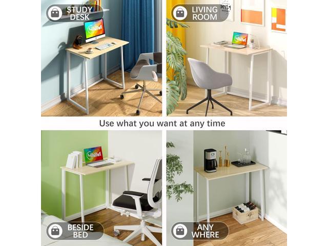 4NM 31.5' Small Folding Desk, Foldable Computer Home Office Desk, Study Writing Table for Small Space Saving Bedroom, Easy Assembly - Natural and...