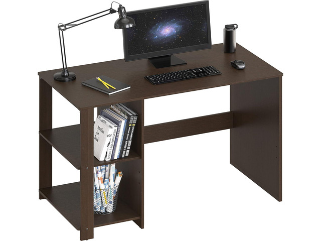 SHW 38-Inch Home Office Computer Desk with Shelves, Espresso