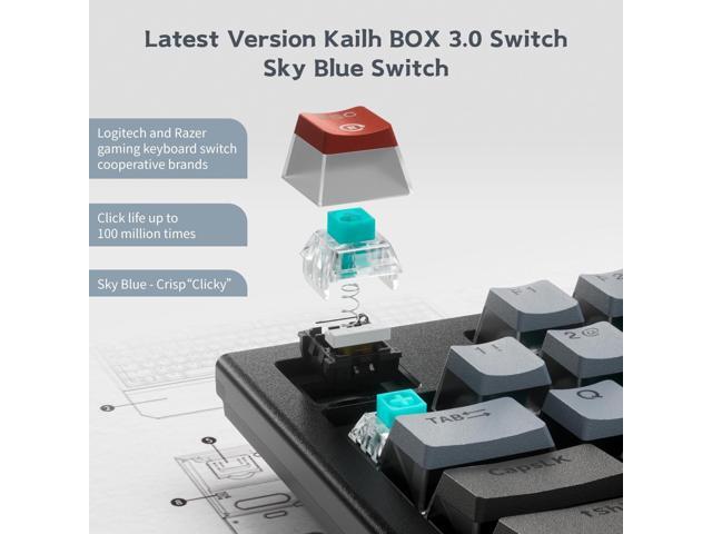 Hexgears X5 Wireless Mechanical Keyboard, Dual-Mode 2.4G/USB-C Ergonomic Full Size 108 Keys Keyboard, Kailh Box 3.0 Clicky Switch, N-Key Rollover,...
