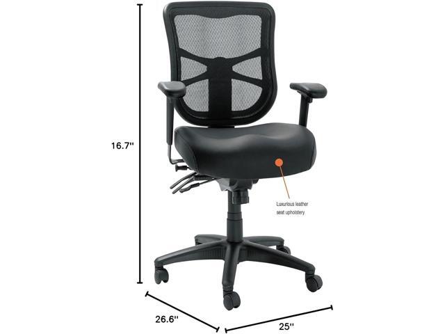 Alera EL4215 Elusion Series Mesh Mid-Back Multifunction Chair, Black Leather