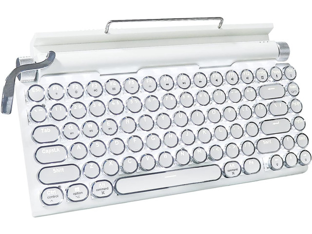 Adventurers Retro Typewriter Keyboard, 75% Layout 83 Keys with Blue Switch,Bluetooth 5.0,Fixed Multi-Color Backlight,Hot-Swappable for...
