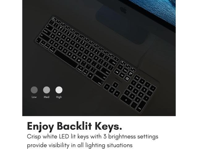 Macally Backlit Mac Keyboard - Quiet, Sleek, and Functional - 3 Brightness Levels, 107 Keys, 5ft USB Wired - Apple Keyboard - Backlit Wired for...