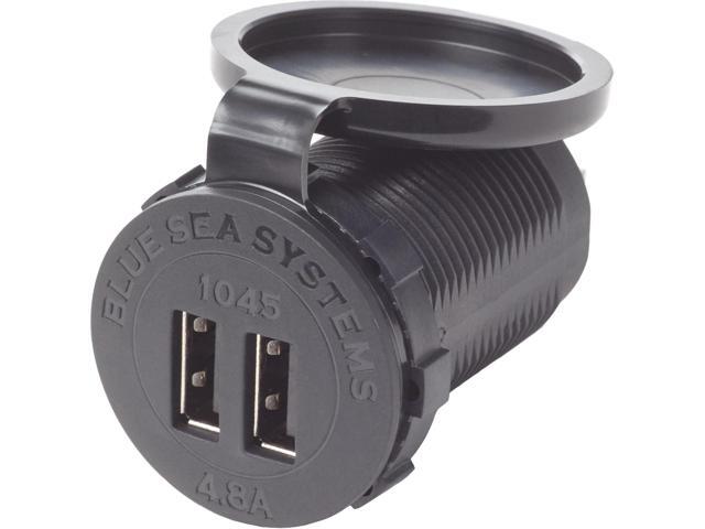 Blue Sea Systems 1045 Fast Charge 4.8A Dual USB Charger Socket Mount, 12V/24V