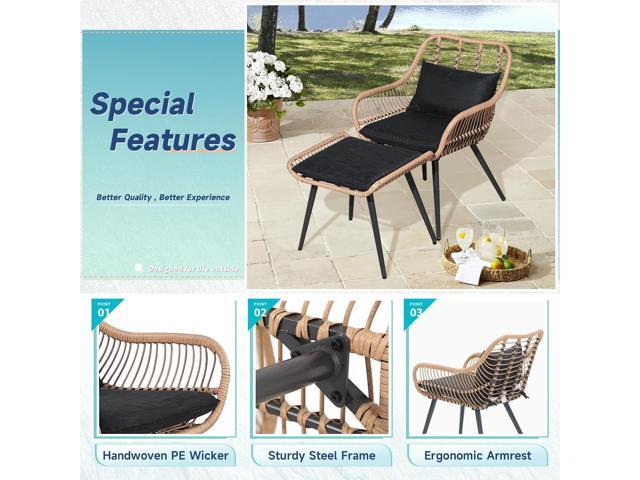 Verano Garden 5 Pieces Outdoor Wicker Conversation Chair Sets,Patio Conversation Set W/Coffee Table Ottomans Bistro Sets,Outdoor Furniture Chair...