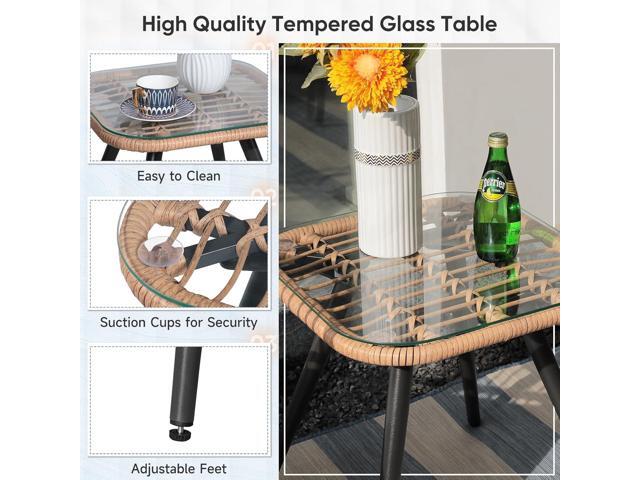 Verano Garden 5 Pieces Outdoor Wicker Conversation Chair Sets,Patio Conversation Set W/Coffee Table Ottomans Bistro Sets,Outdoor Furniture Chair...