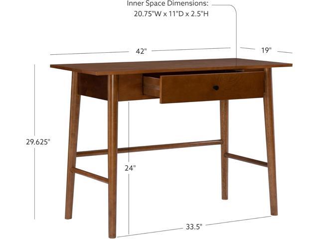 Linon Melissa Mid-Century Walnut Desk, 42' W x 19' D x 30' H
