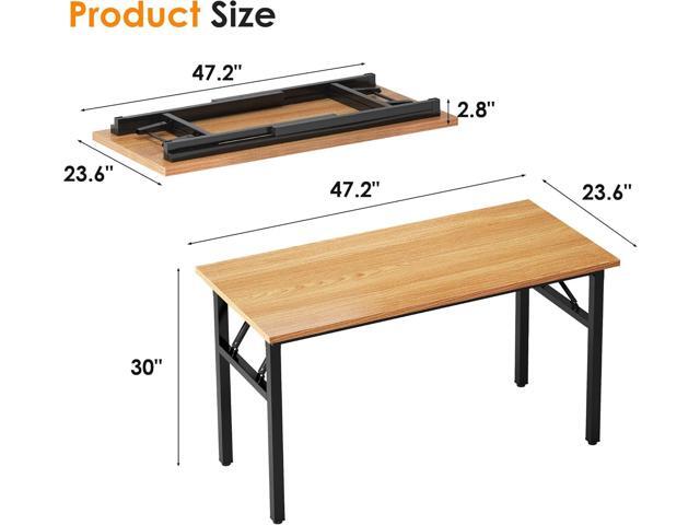 Need Home Office Desk 47 inches Folding Computer Table Workstation No Install, Teak and Black