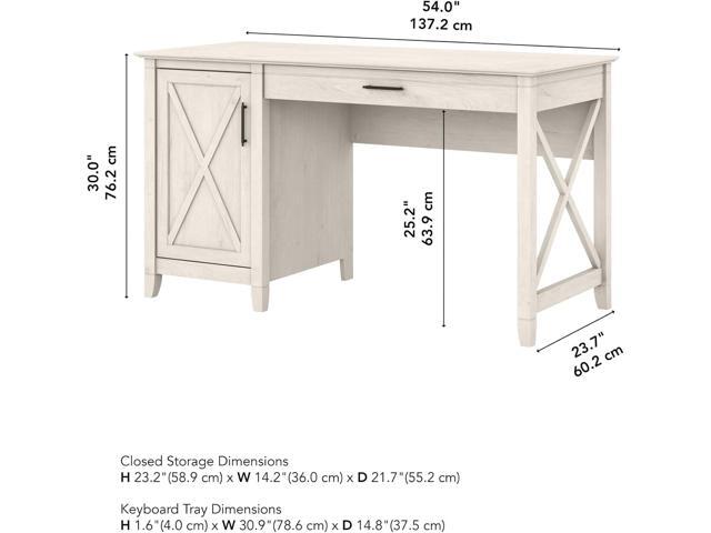Bush Furniture Key West Computer Desk with Storage Farmhouse PC Table for Home Office in Linen White Oak 54W x 24D
