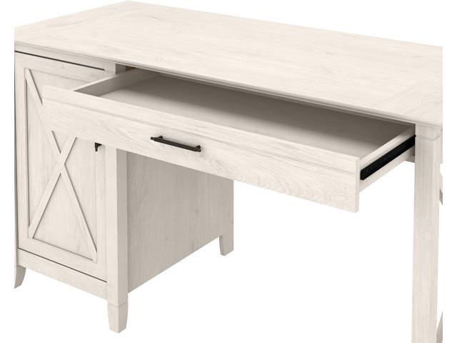 Bush Furniture Key West Computer Desk with Storage Farmhouse PC Table for Home Office in Linen White Oak 54W x 24D