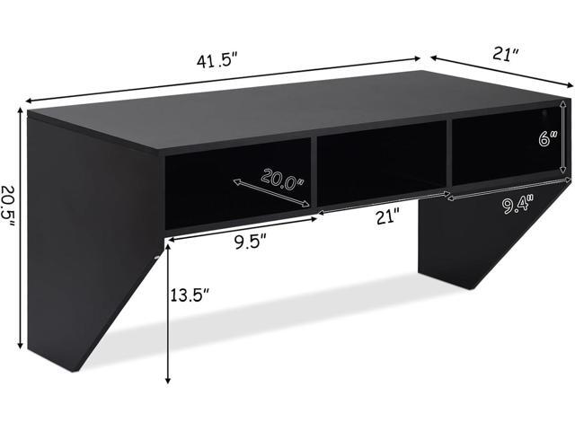 Giantex Wall Mounted Desk Floating Computer Desk, Writing Study Table W/3 Storage Shelves, Laptop PC Table for Living Room, Bedroom, Office (Black)