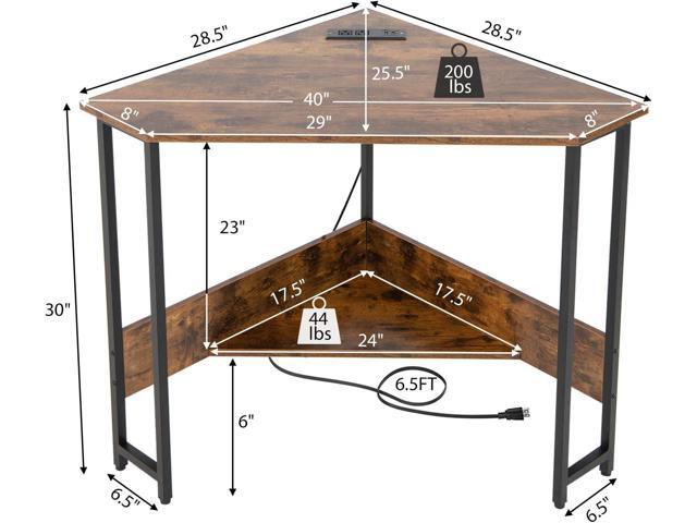 Tangkula Corner Desk with Power Outlet & USB Ports, Triangle Computer Desk with Charging Station, Storage Shelf, Space Saving Writing Desk, Vanity...