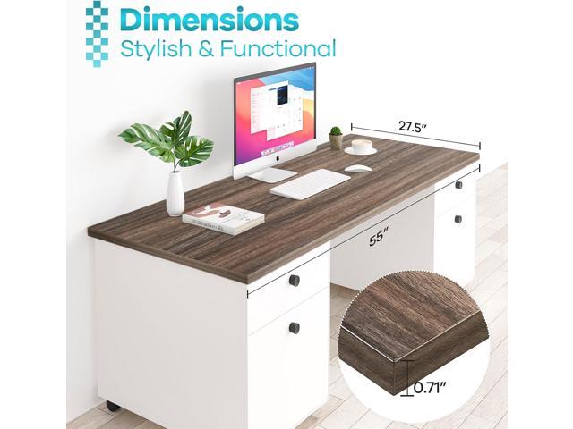 Kaboon Universal Tabletop 55'x27.5', Solid One-Piece Melamine Table Top, Double Desk L-Desk DIY, Home and Office Countertop,Eucalyptus