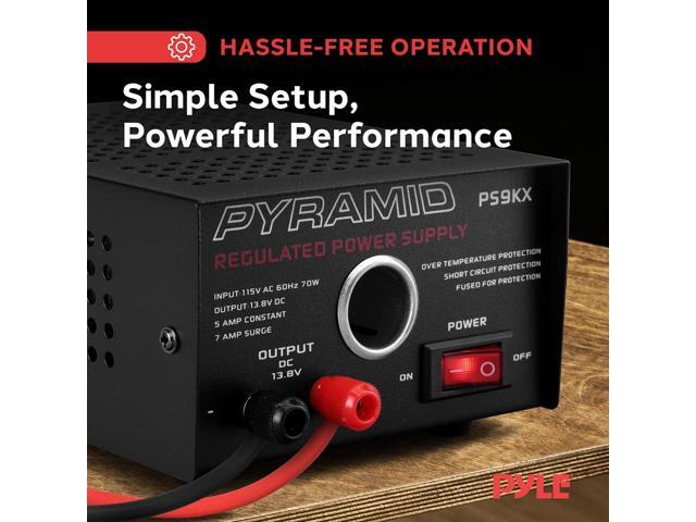 Pyramid PS9KX Universal Compact Bench Power Supply-5 Amp Linear Regulated Home Lab Benchtop Converter w/ 13.8 Volt DC 115V AC 70 Watt Input, Screw...