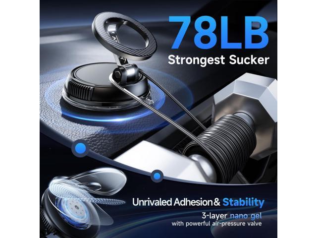 Car Phone Holder for Magsafe [78+LBS Strongest Suction & 2400gf Strongest Magnetic] 360° Adjustable Car Phone Mount, Phone Holders for Your Car for...