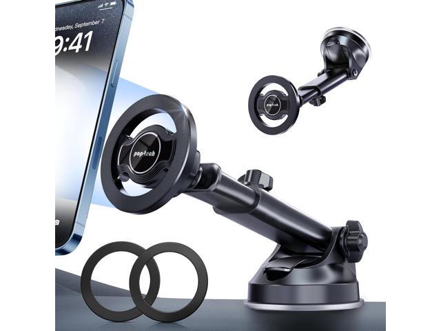 pop-tech for Magsafe Car Mount, Windshield Ultra Magnetic Phone Holder for Car, Dashboard Adjustable Military Suction Cup Phone Mount for iPhone 16...