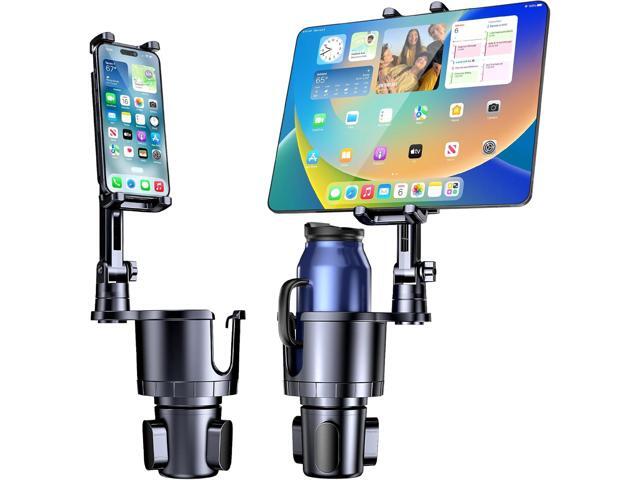 Cup Holder Phone Tablet Mount, 2 in 1 Car Cup Holder with Expander Adjustable Long Arm for Car,360°Rotation Phone Tablet Mount Compatible for...