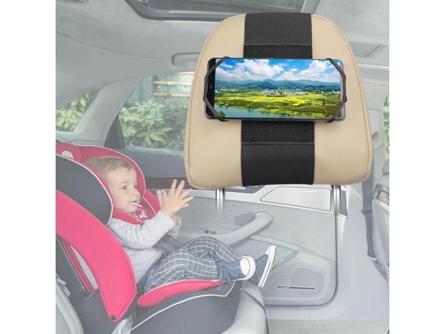 Phone Mount for Car Headrest Fits All 3.5-7 Inch Cell Phone and Devices Silicone Car Phone Holder Mount for Kids in Back Seats - Black