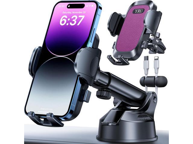 [2025 Upgrade Extreme Strong Suction] YRU Car Phone Holder Mount,[Bumpy Road Stable]Dashboard Cell Phone Holder for Car Vent Windshield Phone Stand...