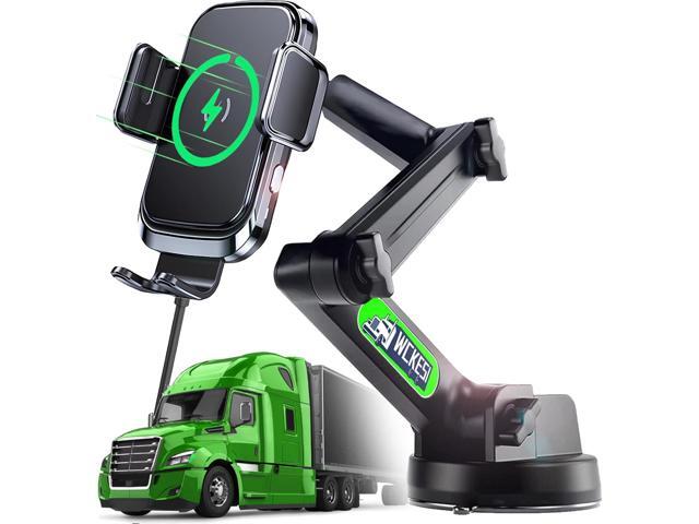 Truck Phone Holder Mount Wireless Charger Heavy Duty for Car 15W Smart Fast Charging 14 inch Long Arm Pickup Truck Windshield and Dashboard,Truck...