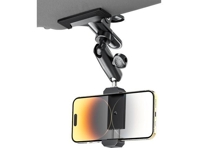 Sun Visor Car Phone Mount, Upgraded Durable All Metal - Cell Phone Holder for Car Visor, 360° Adjustable Steering Wheel Clip for iPhone 16 15 14 13...