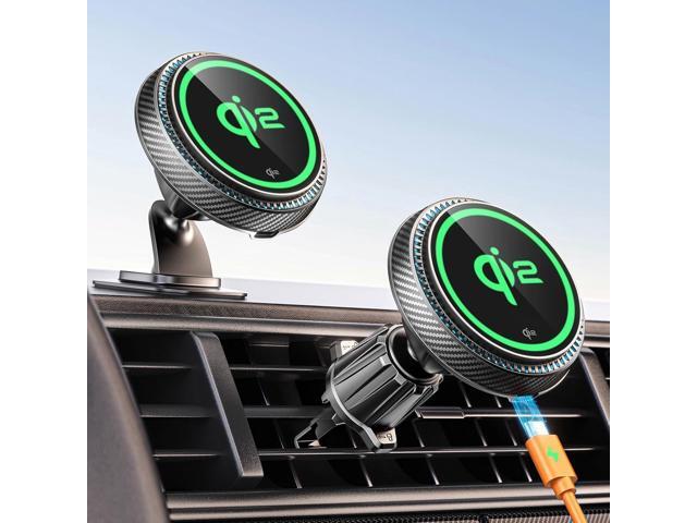 APPS2Car for Qi2 15W MagSafe Car Mount Charger, Qi2-Certified MagSafe Car Charger, Air Vent/Dashboard Magnetic Phone Holder Car for iPhone 16 Pro...