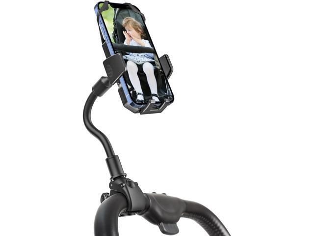 Gooseneck Stroller Phone Holder, Cell Phone Mount Pole Clamp for Baby Stroller, Shopping Cart, wheelchair, One Hand Operation Phone Clip, for...