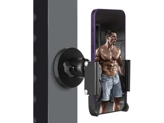 Gym Magnetic Phone Holder, All Metal Magnet Base Phone Mount for Gym Equipment, Tractor, Refrigerator, Forklift, or Any Ferrous Metal Surface,...