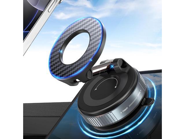 PlusAcc Vacuum Magnetic Phone Holder for Car - Suction Cup Phone Mount for MagSafe, 360° Rotatable Portable Strong Magnet Stand for iPhone...