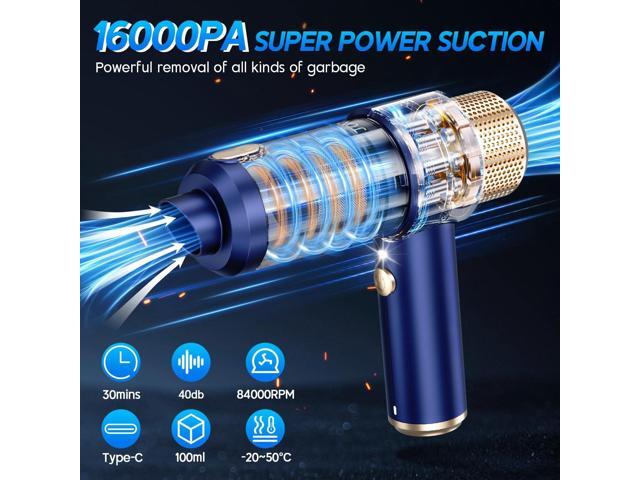 JONYJ Handheld Car Vacuum Cleaner, 16000PA Hand Held Vacuum Portable Cordless, 2 in 1 Air Duster and Vacuum Cleaner with LED Light, Multi-Nozzles,...