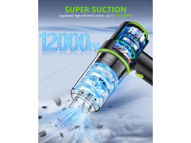 CODN Handheld Car Vacuum Portable Cordless, 12000PA Handheld Air Duster with Multi-Nozzles and LED Light, Mini Hand Held Vacuum Rechargeable for...