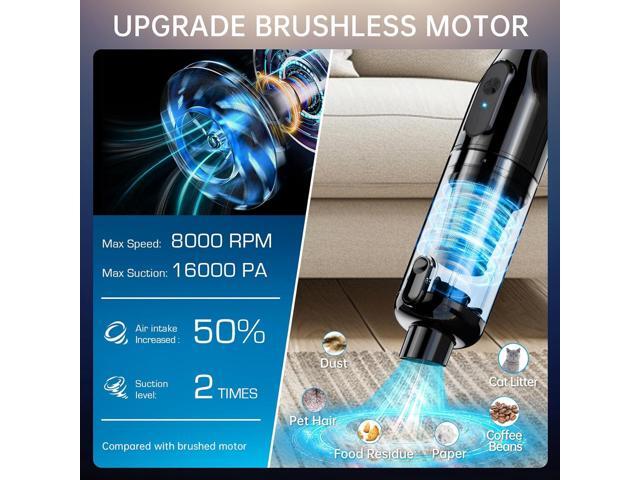 Handheld Vacuum Cordless, Car Vacuum with 16000Pa Powerful Suction, Lightweight at 1.3 lbs, Rechargeable Vacuum Cleaners for Home Office Car Pets...