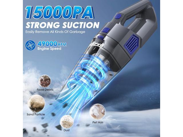 Handheld Vacuum Cordless, 15000PA Strong Suction Hand Held Car Vacuum Cleaner Rechargeable, Portable Hand Vacuum with Multi-Nozzles & Washable...