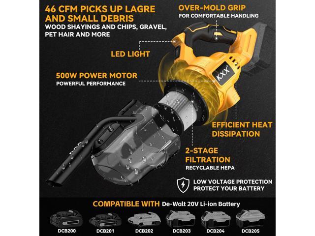Cordless Vacuum for Dewalt 20V Battery, 5 in 1 Handheld Electric Vacuum Cleaner with 500W Powerful Motor, 46 CFM Portable Hand Vacuum with...