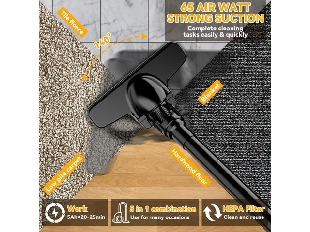 Cordless Vacuum for Dewalt 20V Battery, 5 in 1 Handheld Electric Vacuum Cleaner with 500W Powerful Motor, 46 CFM Portable Hand Vacuum with...
