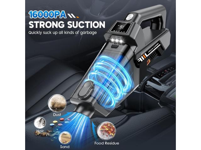 EYYA Handheld Vacuum Cordless, 16KPA Powerful Suction Hand Held Vacuum Cleaner Dust Busters Cordless Rechargeable, HD Display & 3 LED Lights,...