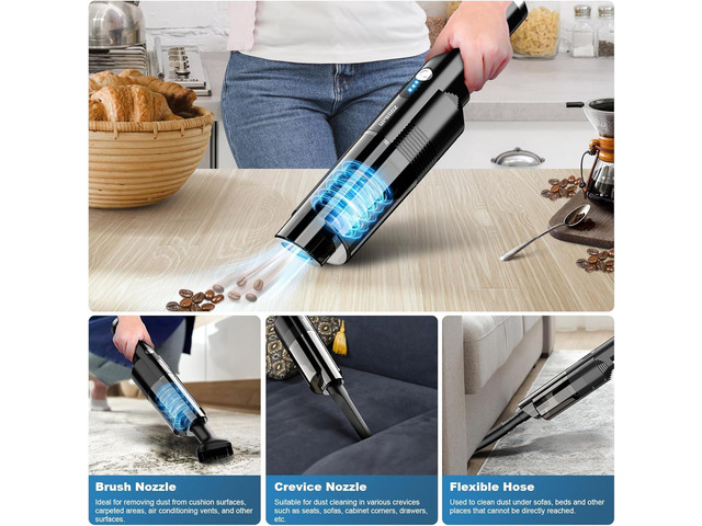 Handheld Vacuum Cordless,10KPA Powerful Suction Car Vacuum with 2-Speed, Vacuum Cleaner with Charging Dock, Portable Lightweight 4-in-1 Mini Hand...