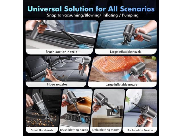 80,000RPM Cordless Car Vacuum & Air Duster 4-in-1 High Power 20000PA Handheld Blower/Pump with Brushless Motor, LED Power Display, 3 Speed for...
